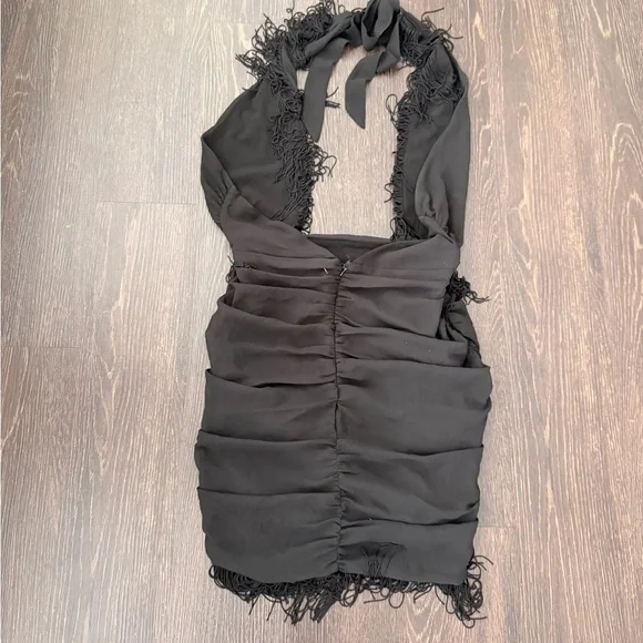 Revolve NBD Violet Fringe Mini Dress in Black